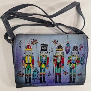 Anna by Anuschka Hand Painted Genuine Leather Crossbody Nutcracker Party